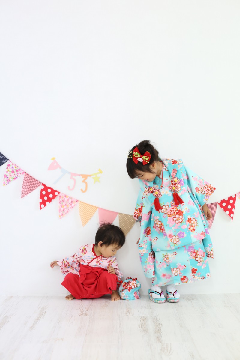 ☆青でも華やかな七五三☆